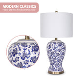 Arm Chairs & Recliners: Sarantino Table Lamp Ceramic Floral Base Cotton Drum Shade