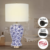 Arm Chairs & Recliners: Sarantino Table Lamp Ceramic Floral Base Cotton Drum Shade