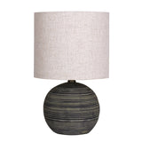 3D Wall Art: Sarantino Ceramic Table Lamp With Striped Pattern In Antique Black
