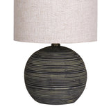 3D Wall Art: Sarantino Ceramic Table Lamp With Striped Pattern In Antique Black