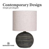 3D Wall Art: Sarantino Ceramic Table Lamp With Striped Pattern In Antique Black
