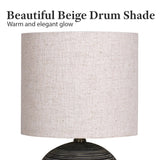 3D Wall Art: Sarantino Ceramic Table Lamp With Striped Pattern In Antique Black