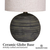 3D Wall Art: Sarantino Ceramic Table Lamp With Striped Pattern In Antique Black