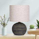 3D Wall Art: Sarantino Ceramic Table Lamp With Striped Pattern In Antique Black