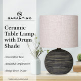 3D Wall Art: Sarantino Ceramic Table Lamp With Striped Pattern In Antique Black