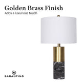 Table Lamps: Sarantino Metal and Marble Table Lamp in Black