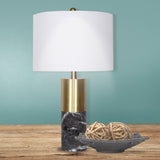 Table Lamps: Sarantino Metal and Marble Table Lamp in Black