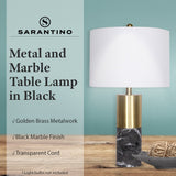 Table Lamps: Sarantino Metal and Marble Table Lamp in Black