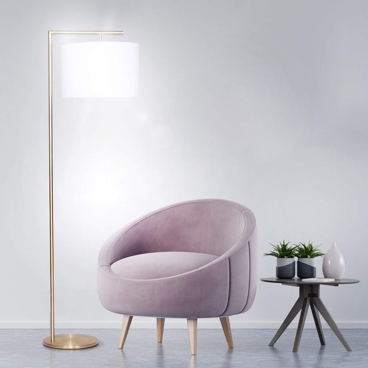 Night Lights & Ambient Lighting: Sarantino 90-Degree Modern Arc Floor Lamp