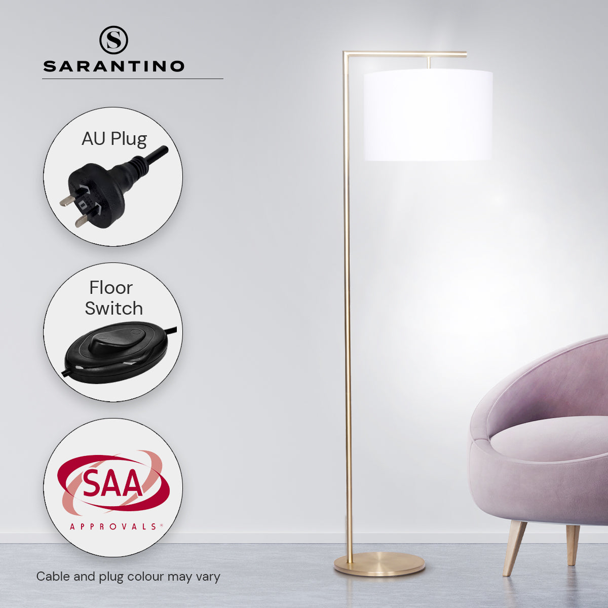 Night Lights & Ambient Lighting: Sarantino 90-Degree Modern Arc Floor Lamp