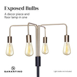 Night Lights & Ambient Lighting: Sarantino Modern Exposed Bulb 4-Arm Industrial Light Floor Lamp