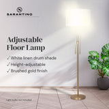 Shower Heads & Screens: Sarantino Brushed Gold Height-Adjustable Metal Floor Lamp