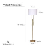 Shower Heads & Screens: Sarantino Brushed Gold Height-Adjustable Metal Floor Lamp