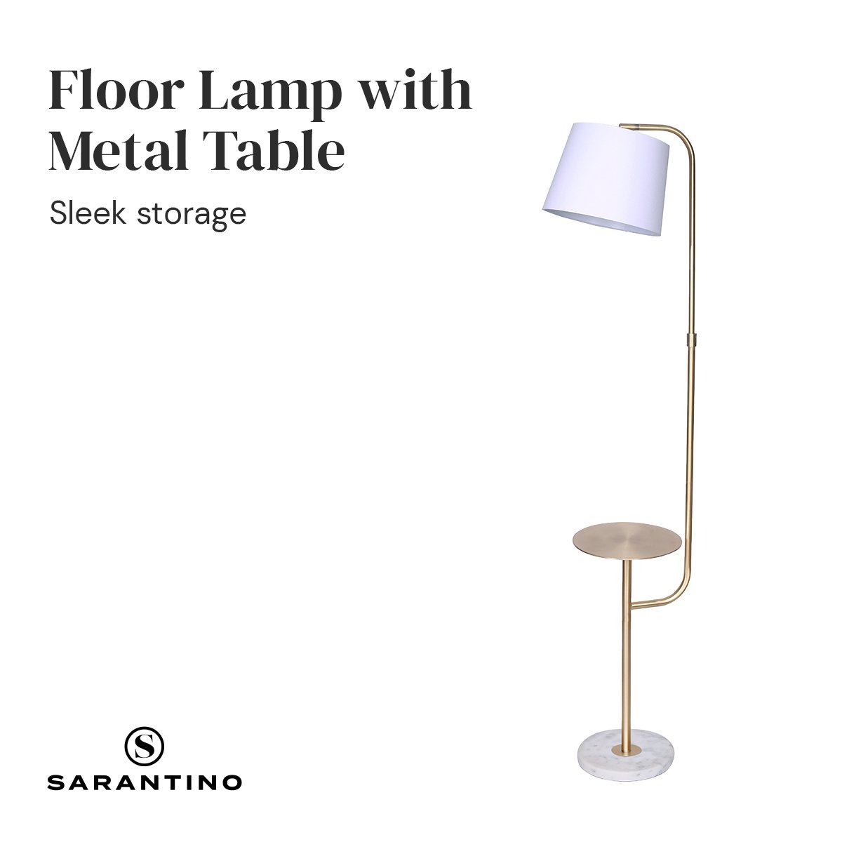 Coffee Tables: Sarantino Marble & Metal End Table Top Floor Lamp