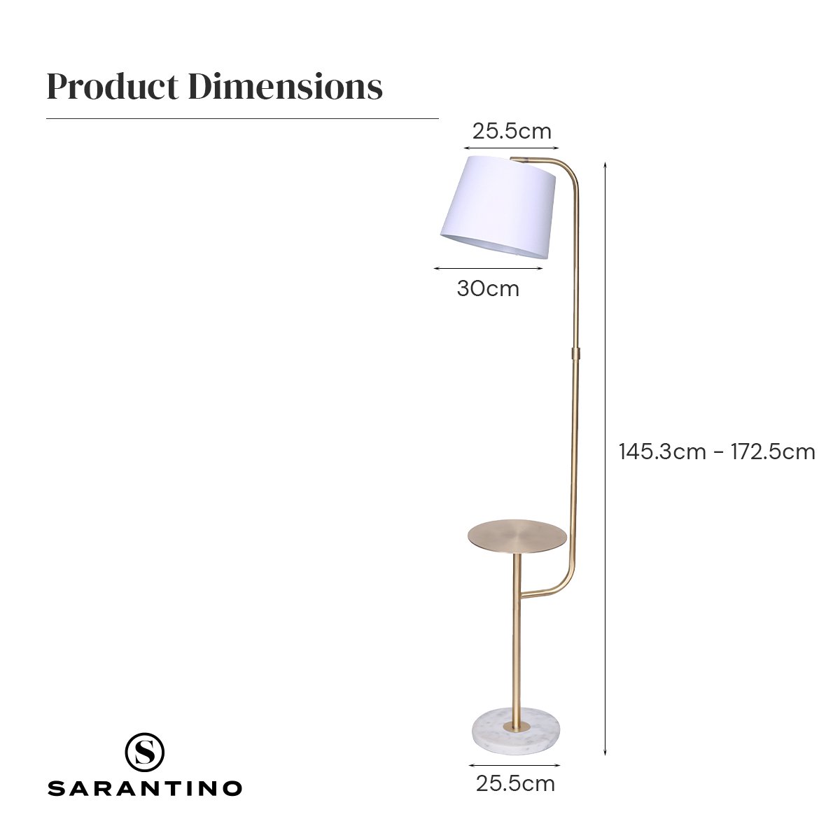 Coffee Tables: Sarantino Marble & Metal End Table Top Floor Lamp