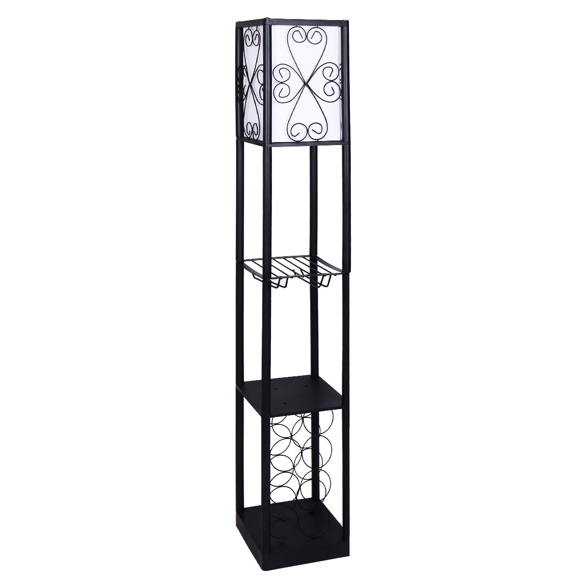 Candles & Diffusers: Sarantino Metal Etagere Floor Lamp with Wine Holder Shelf