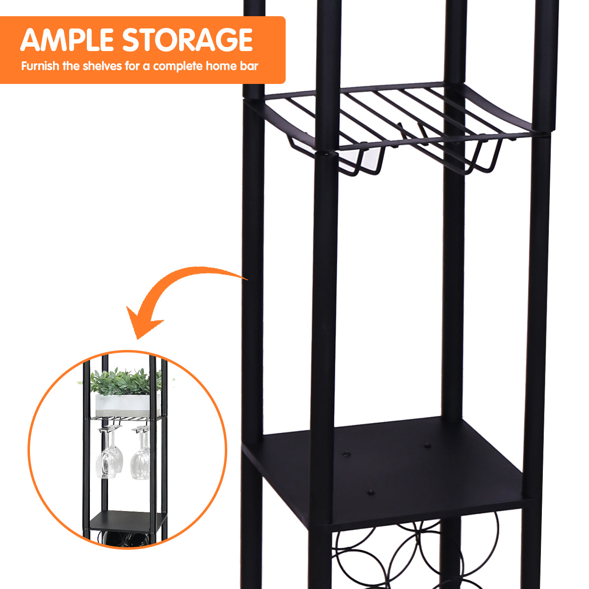 Candles & Diffusers: Sarantino Metal Etagere Floor Lamp with Wine Holder Shelf