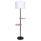 Umbrellas & Sunshades: Sarantino Metal Floor Lamp Shade with Black Post in Round Wood Shelves