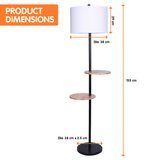 Umbrellas & Sunshades: Sarantino Metal Floor Lamp Shade with Black Post in Round Wood Shelves
