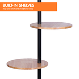 Umbrellas & Sunshades: Sarantino Metal Floor Lamp Shade with Black Post in Round Wood Shelves