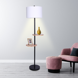 Umbrellas & Sunshades: Sarantino Metal Floor Lamp Shade with Black Post in Round Wood Shelves