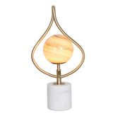 Table Lamps: Sarantino Sculptural Orange Glass Table Lamp With White Marble Base