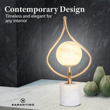 Table Lamps: Sarantino Sculptural Orange Glass Table Lamp With White Marble Base