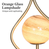 Table Lamps: Sarantino Sculptural Orange Glass Table Lamp With White Marble Base