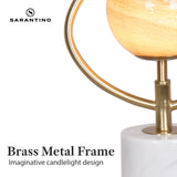 Table Lamps: Sarantino Sculptural Orange Glass Table Lamp With White Marble Base