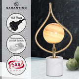 Table Lamps: Sarantino Sculptural Orange Glass Table Lamp With White Marble Base