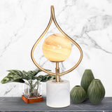 Table Lamps: Sarantino Sculptural Orange Glass Table Lamp With White Marble Base