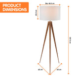 Arm Chairs & Recliners: Sarantino Metal Tripod Floor Spot Lamp Shade Drum in Wooden Finish