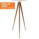 Arm Chairs & Recliners: Sarantino Metal Tripod Floor Spot Lamp Shade Drum in Wooden Finish
