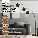 Night Lights & Ambient Lighting: Sarantino 3-Light Arc Floor Lamp Adjustable Black 3 Shades