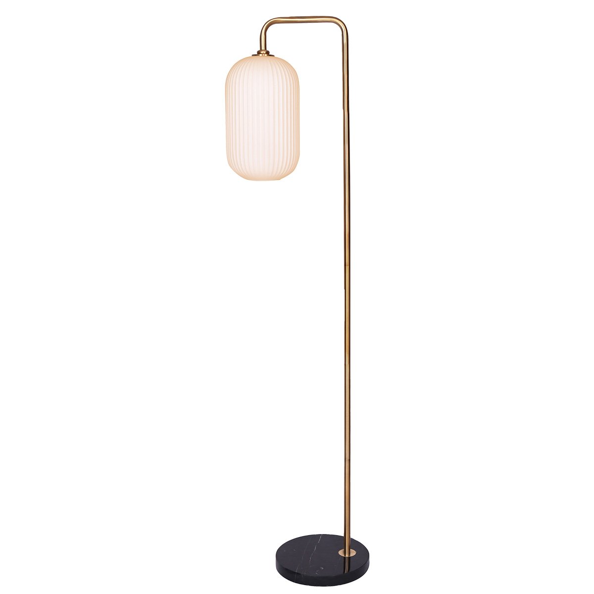 Table Lamps: Sarantino Metal Floor Lamp With Opal Glass Shade