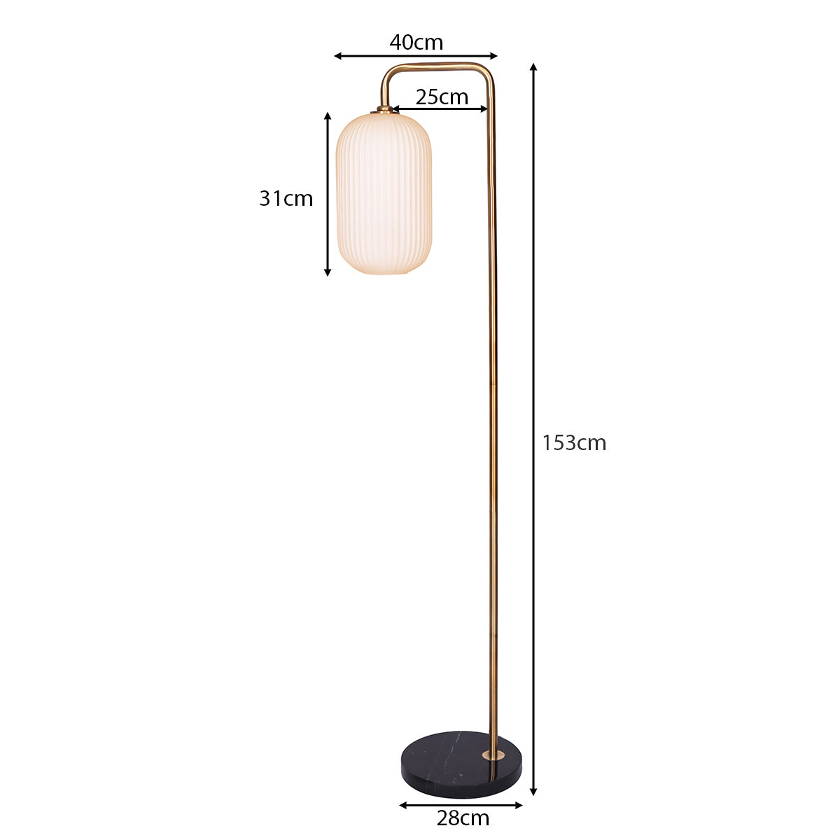 Table Lamps: Sarantino Metal Floor Lamp With Opal Glass Shade