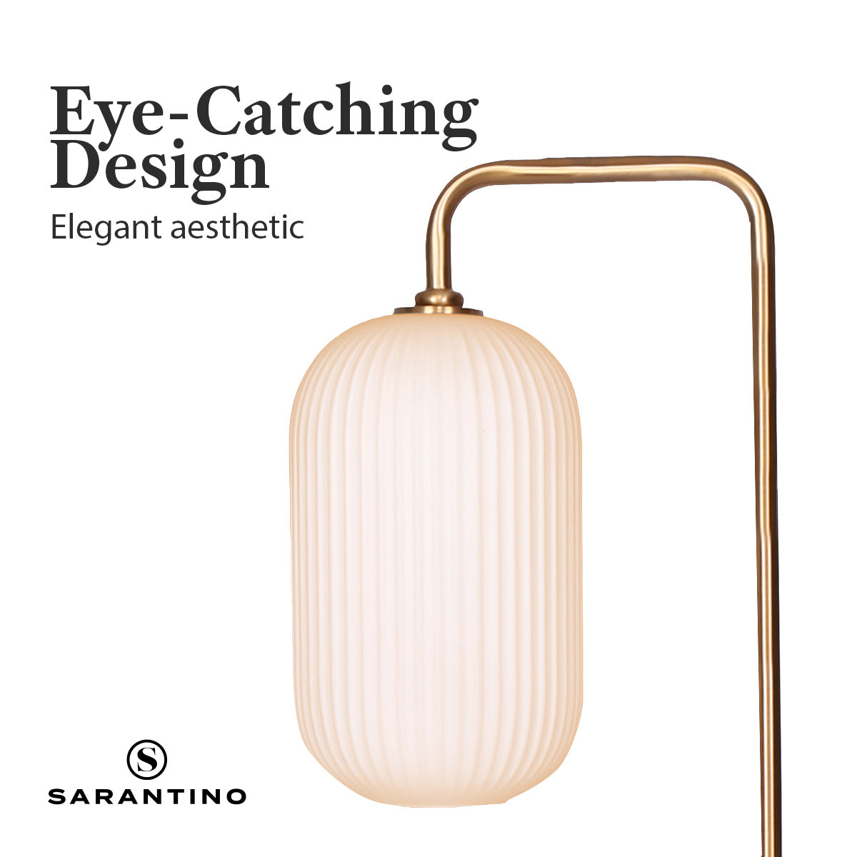 Table Lamps: Sarantino Metal Floor Lamp With Opal Glass Shade