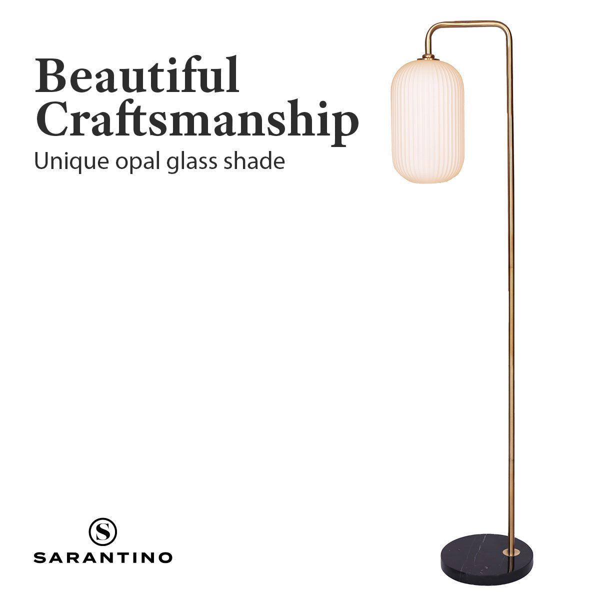 Table Lamps: Sarantino Metal Floor Lamp With Opal Glass Shade