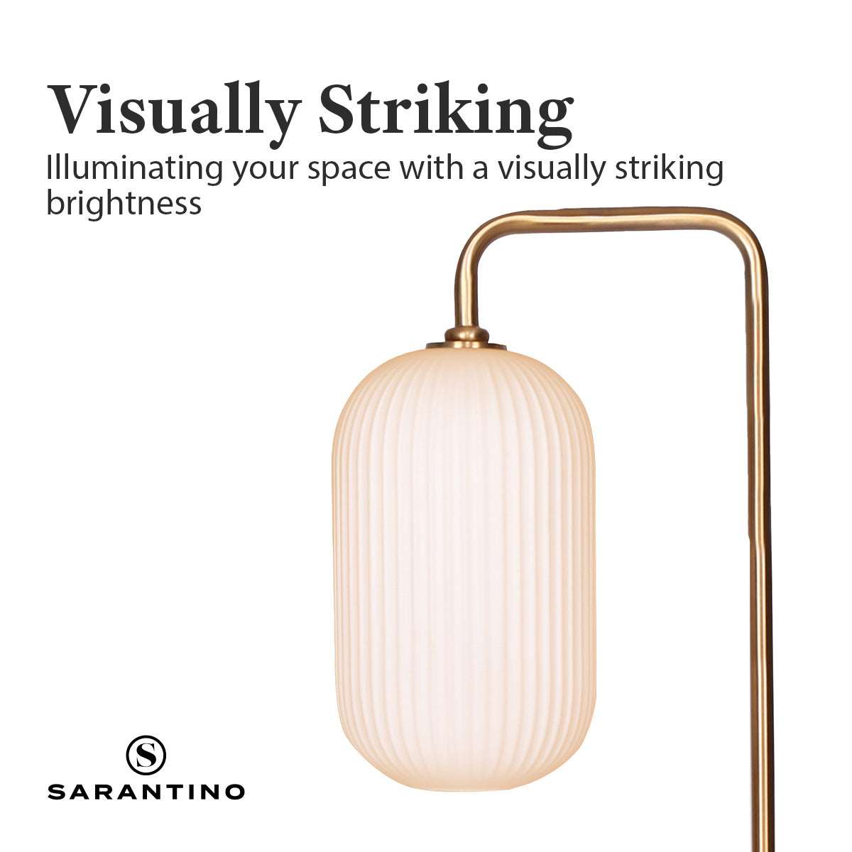 Table Lamps: Sarantino Metal Floor Lamp With Opal Glass Shade