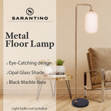Table Lamps: Sarantino Metal Floor Lamp With Opal Glass Shade