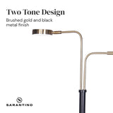 Night Lights & Ambient Lighting: Sarantino LED Metal Floor Lamp with 2 Lights in Brushed Gold and Black Finish