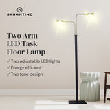 Night Lights & Ambient Lighting: Sarantino LED Metal Floor Lamp with 2 Lights in Brushed Gold and Black Finish
