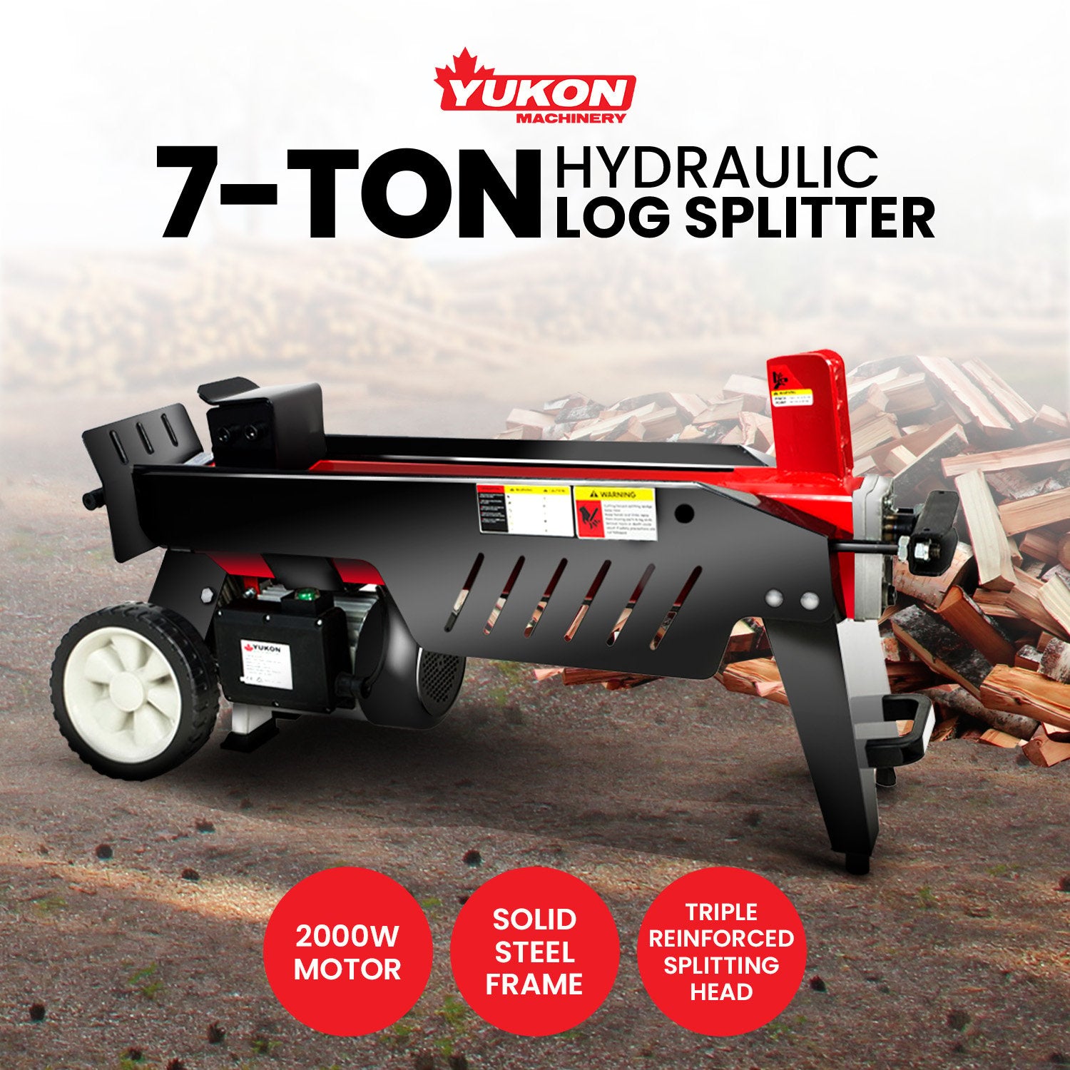 Outdoor Power Equipment: Yukon 7 Ton Electric Log Splitter With Side Protectors Axe Wood Cutter