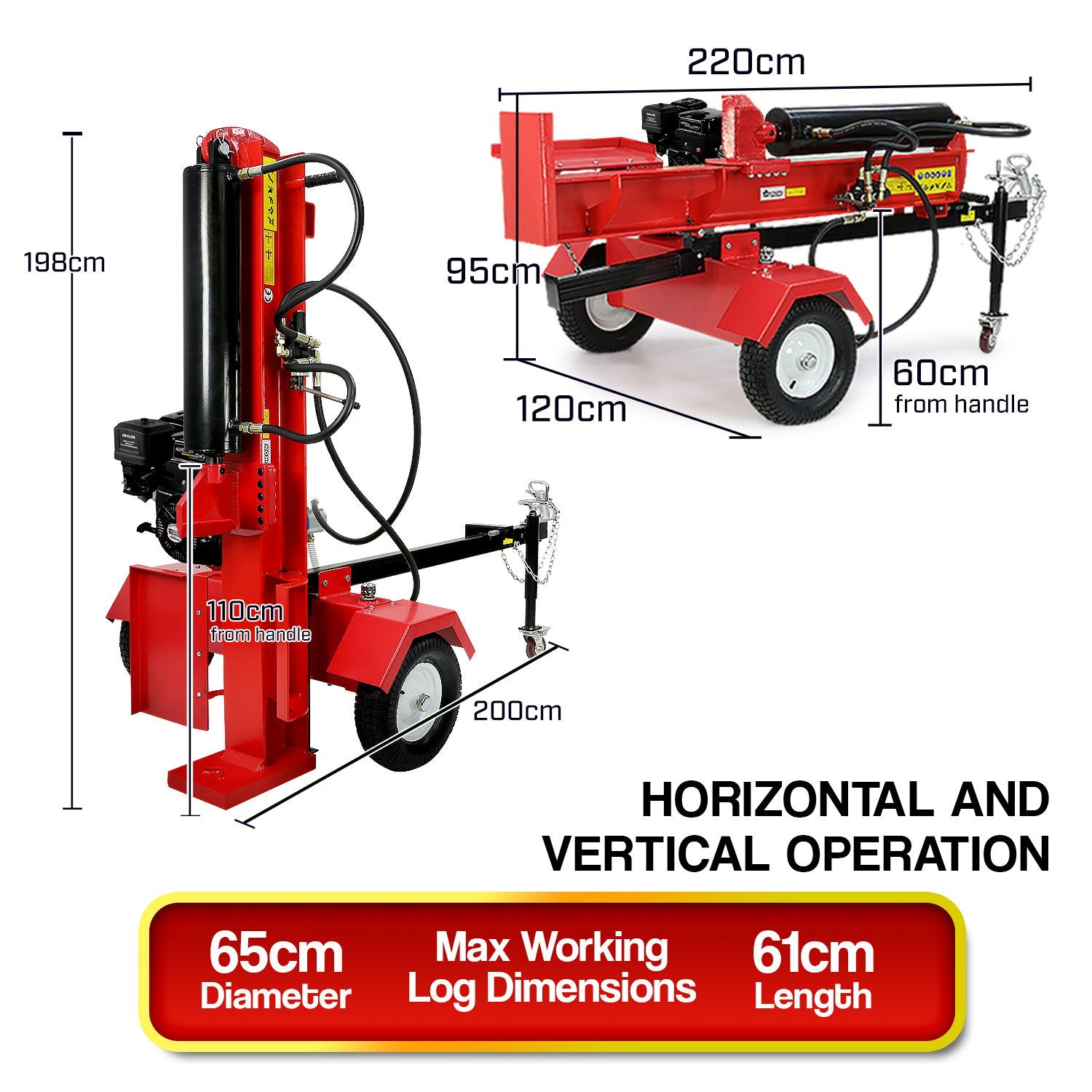 Outdoor Power Equipment: Yukon 60 Ton 420cc Hydraulic Log Splitter Petrol Engine Wood Firewood Cutter