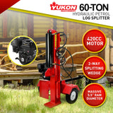 Outdoor Power Equipment: Yukon 60 Ton 420cc Hydraulic Log Splitter Petrol Engine Wood Firewood Cutter