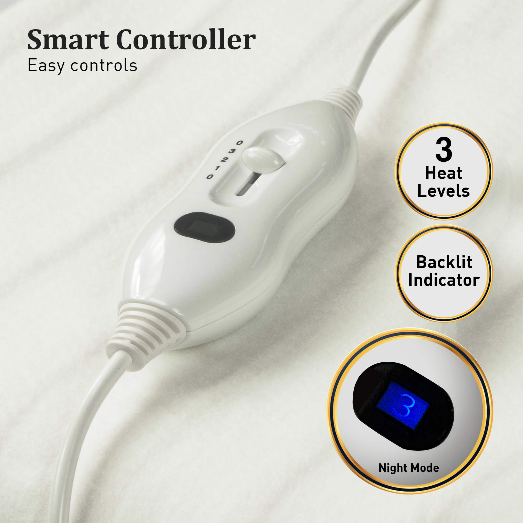 Blankets & Throws: Laura Hill Electric Blanket Queen Size Fitted Underlay Winter Throw - White