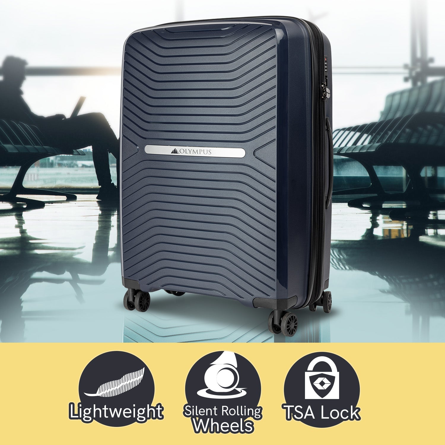 Suitcases: Olympus Astra 20in Lightweight Hard Shell Suitcase - Aegean Blue