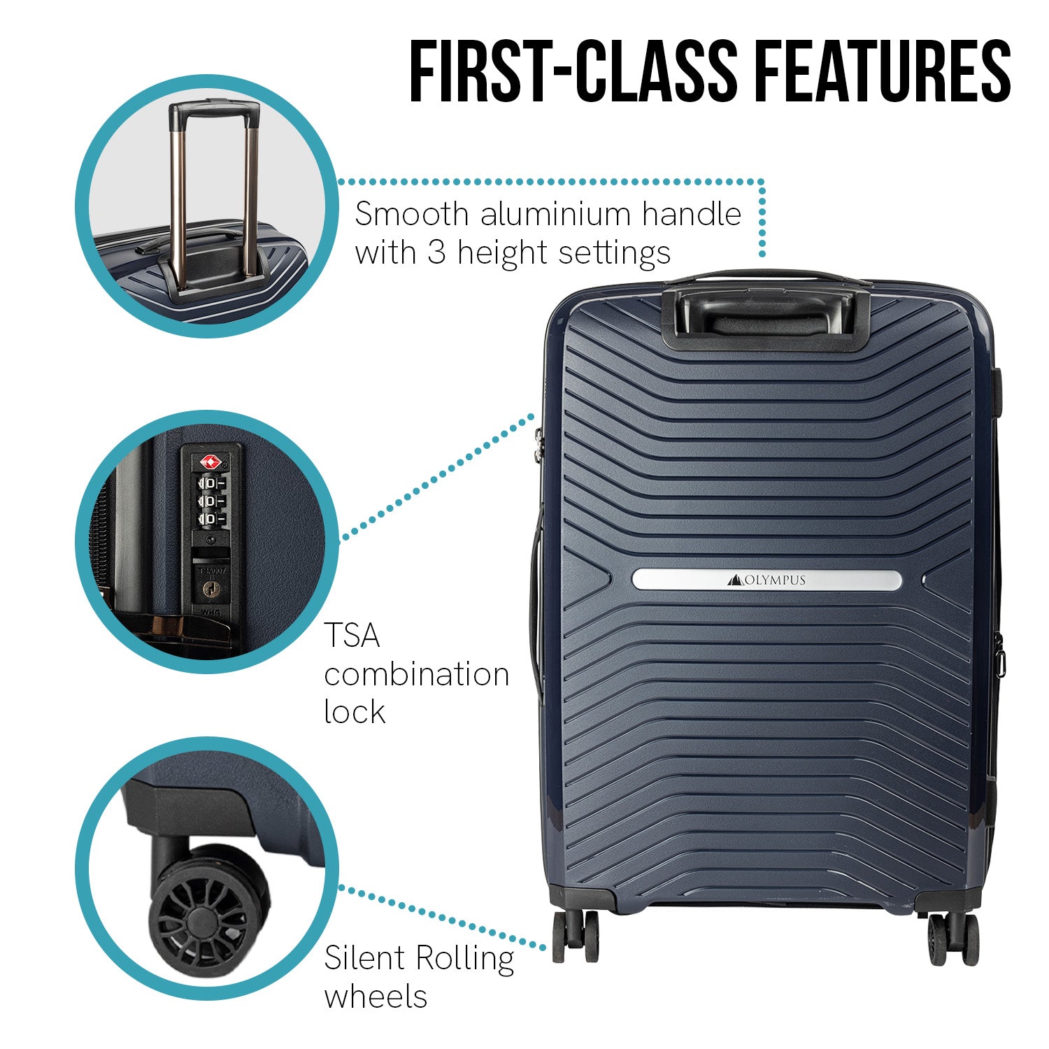 Suitcases: Olympus Astra 20in Lightweight Hard Shell Suitcase - Aegean Blue