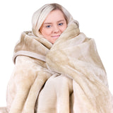 Blankets & Throws: Laura Hill Mink Blanket Double Sided 600GSM Queen Size Beige