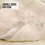 Blankets & Throws: Laura Hill Mink Blanket Double Sided 600GSM Queen Size Beige
